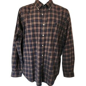 Ralph Lauren Polo Brown/Blue Plaid Button‎ Down Men's M Classic Fit Preppycore
